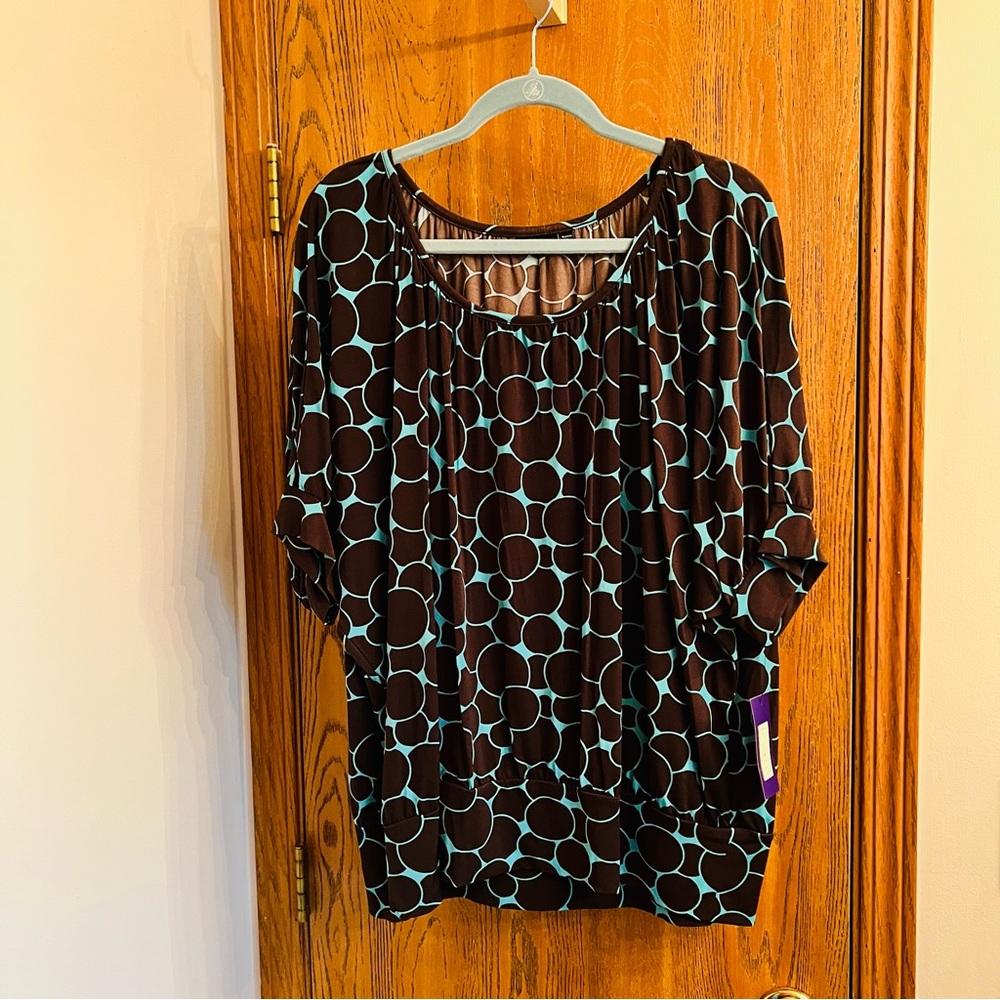 NEW Brown & Turquoise Shirt - Apt 9 - 1X